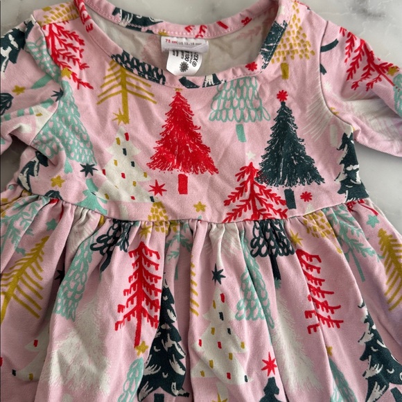 HANNA ANDERSSON TWIRL CELEBRATION PINK TWINKLY TREES  SKATER DRESS - Picture 2 of 4